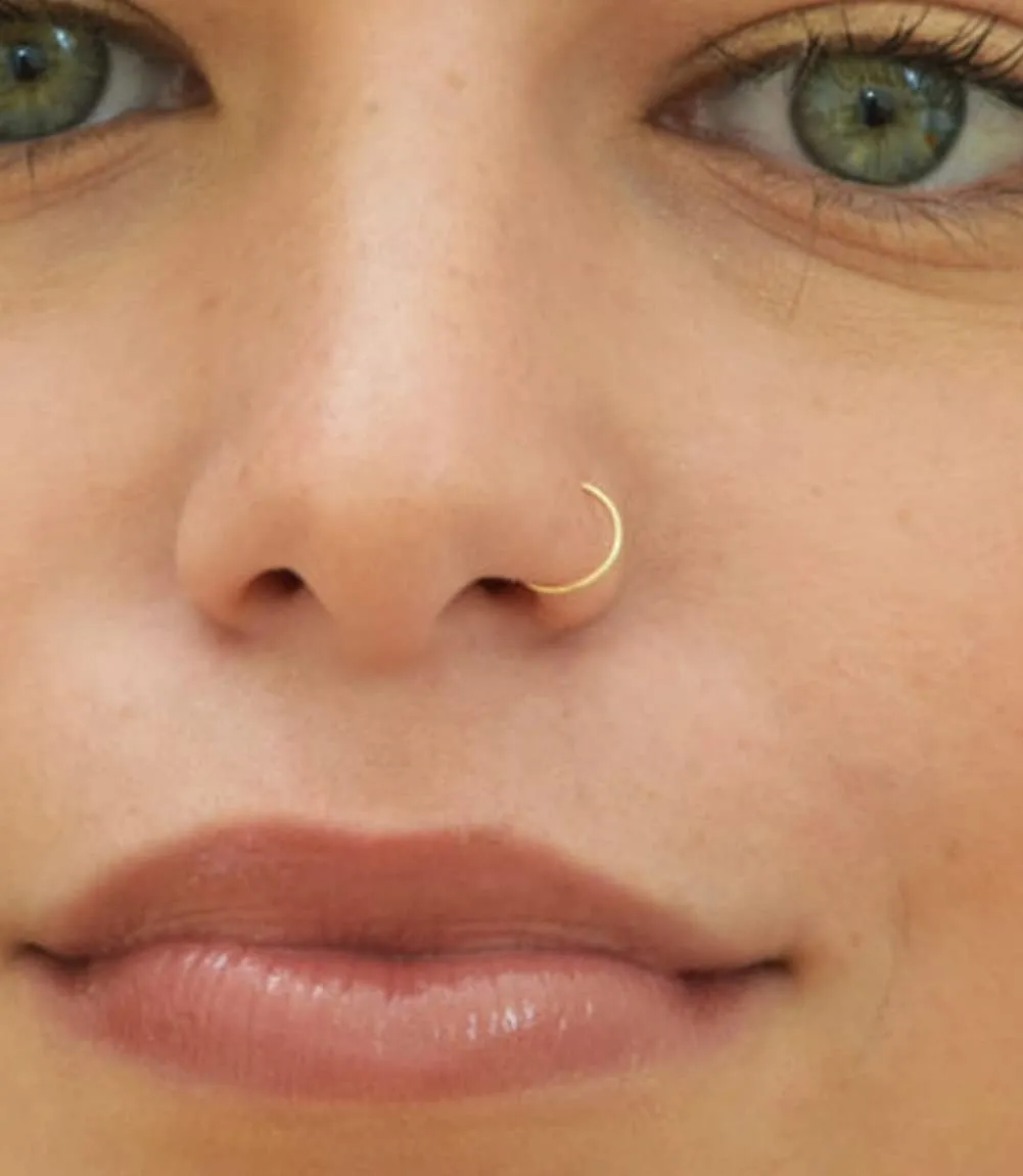 MODRSA Hoop Nose Rings - 20g L Shape Studs, Surgical Steel Corkscrew Hoops