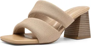 Mousse Fit Women's Block Heel Sandals Square Toe Comfortable Heeled Sandals for Commute & Daily Wear