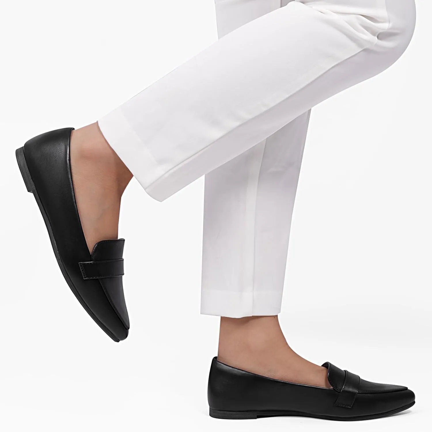 MUSSHOE Flats for Women Comfortable Pointed Toe Slip on Dressy Loafers for Women