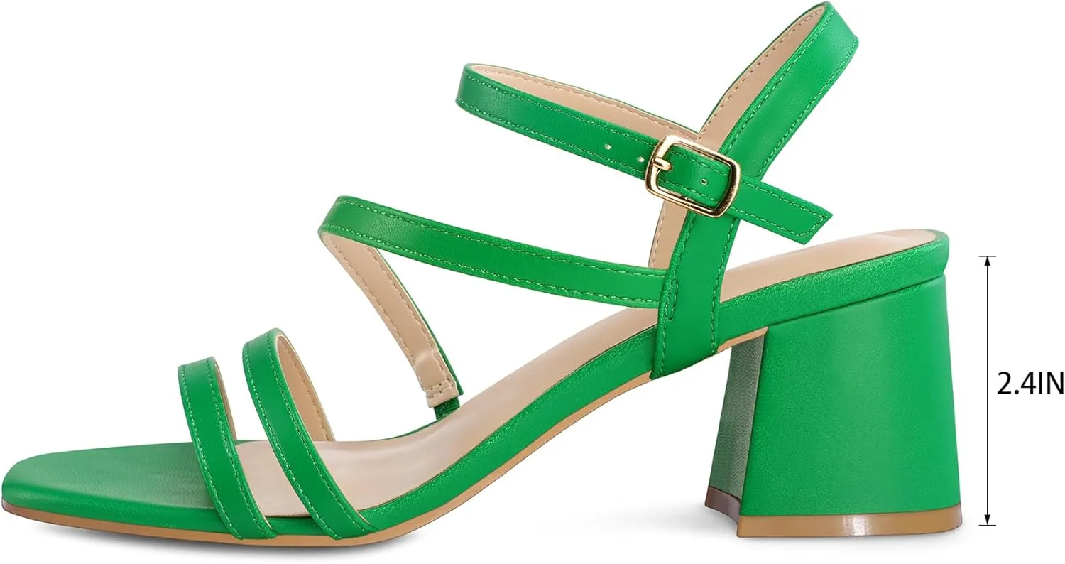 mysoft Women's Strappy Low Chunky Block Heel Sandals Open Toe Dress Shoes