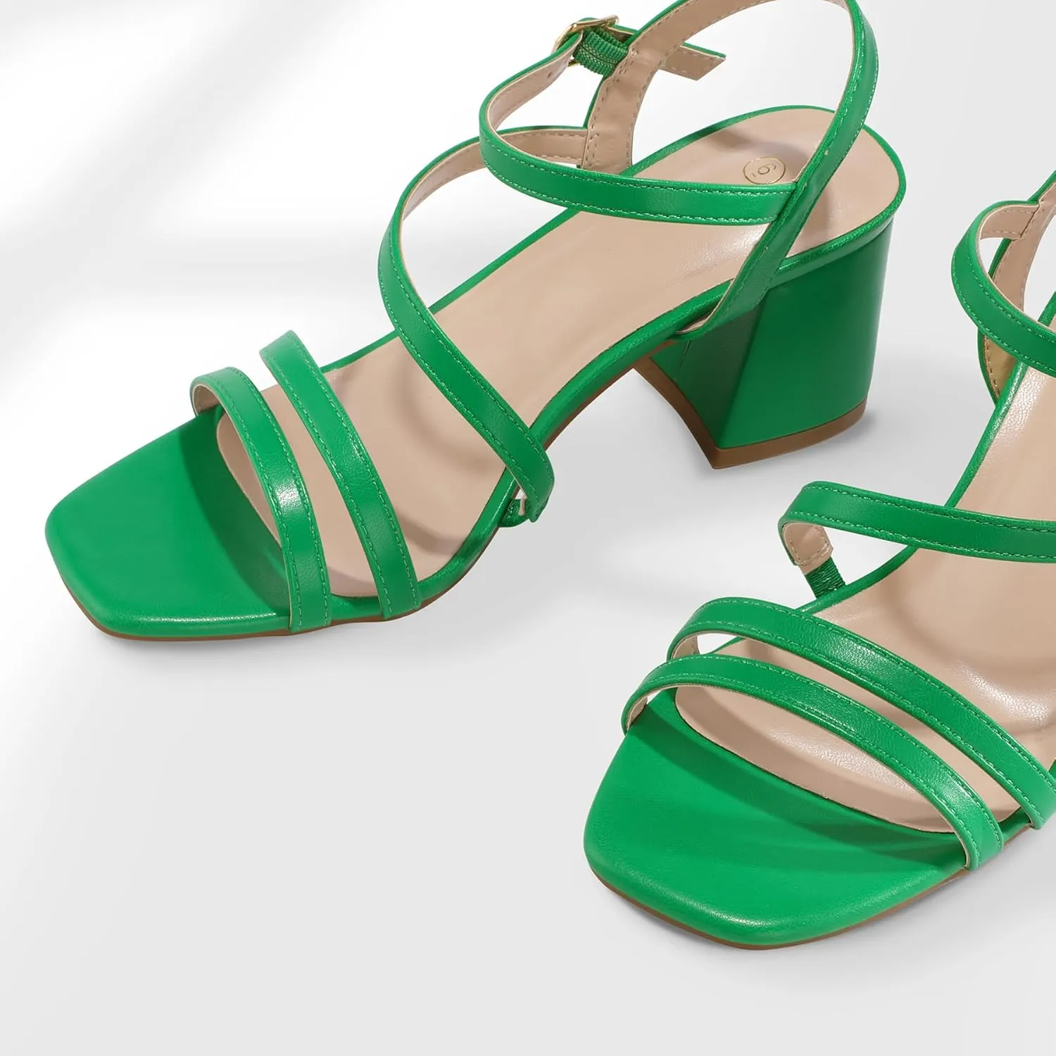 mysoft Women's Strappy Low Chunky Block Heel Sandals Open Toe Dress Shoes