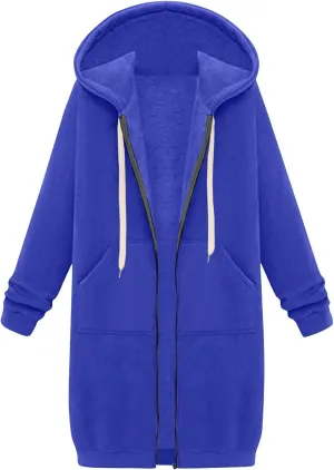 NBXNZWF Women's Zip Up Hoodies 2025 Fall Casual Oversized Fleece Long Tunic Long Sleeve Sweatshirts Jackets With Pockets