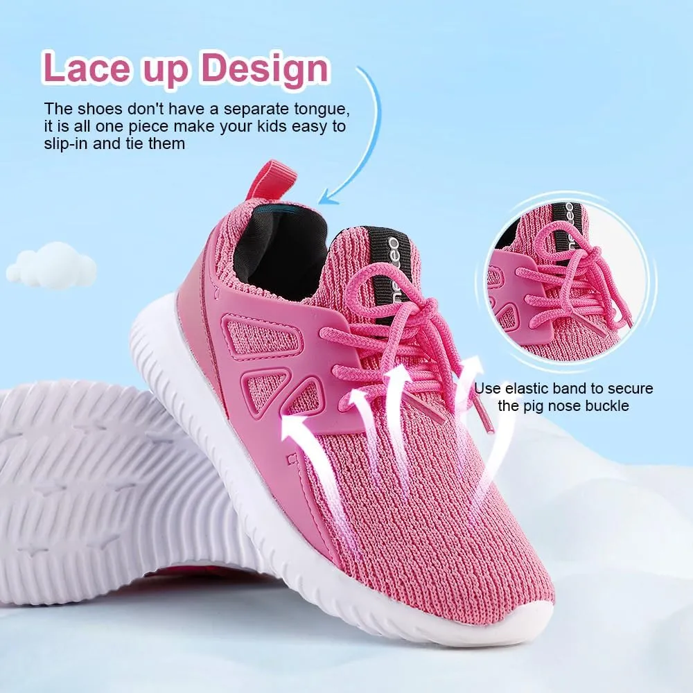 nerteo Girls Shoes Slip on Boys Kids Sneakers Lightweight Tennis Running Walking Gym Fashion Shoes for Little Kid/Big Kid