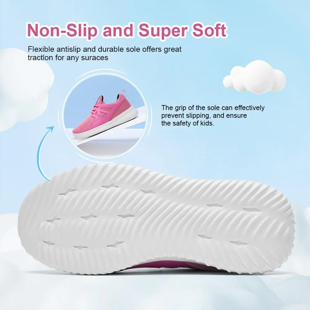 nerteo Girls Shoes Slip on Boys Kids Sneakers Lightweight Tennis Running Walking Gym Fashion Shoes for Little Kid/Big Kid