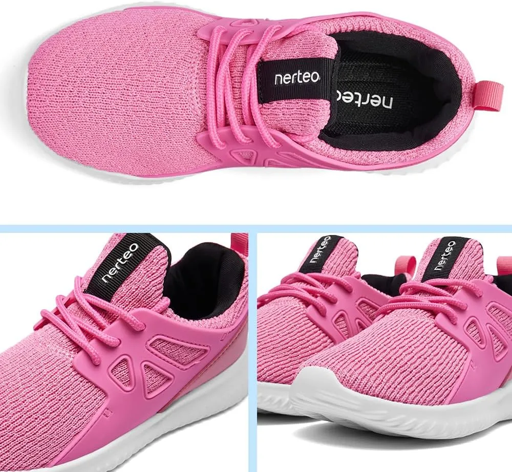 nerteo Girls Shoes Slip on Boys Kids Sneakers Lightweight Tennis Running Walking Gym Fashion Shoes for Little Kid/Big Kid