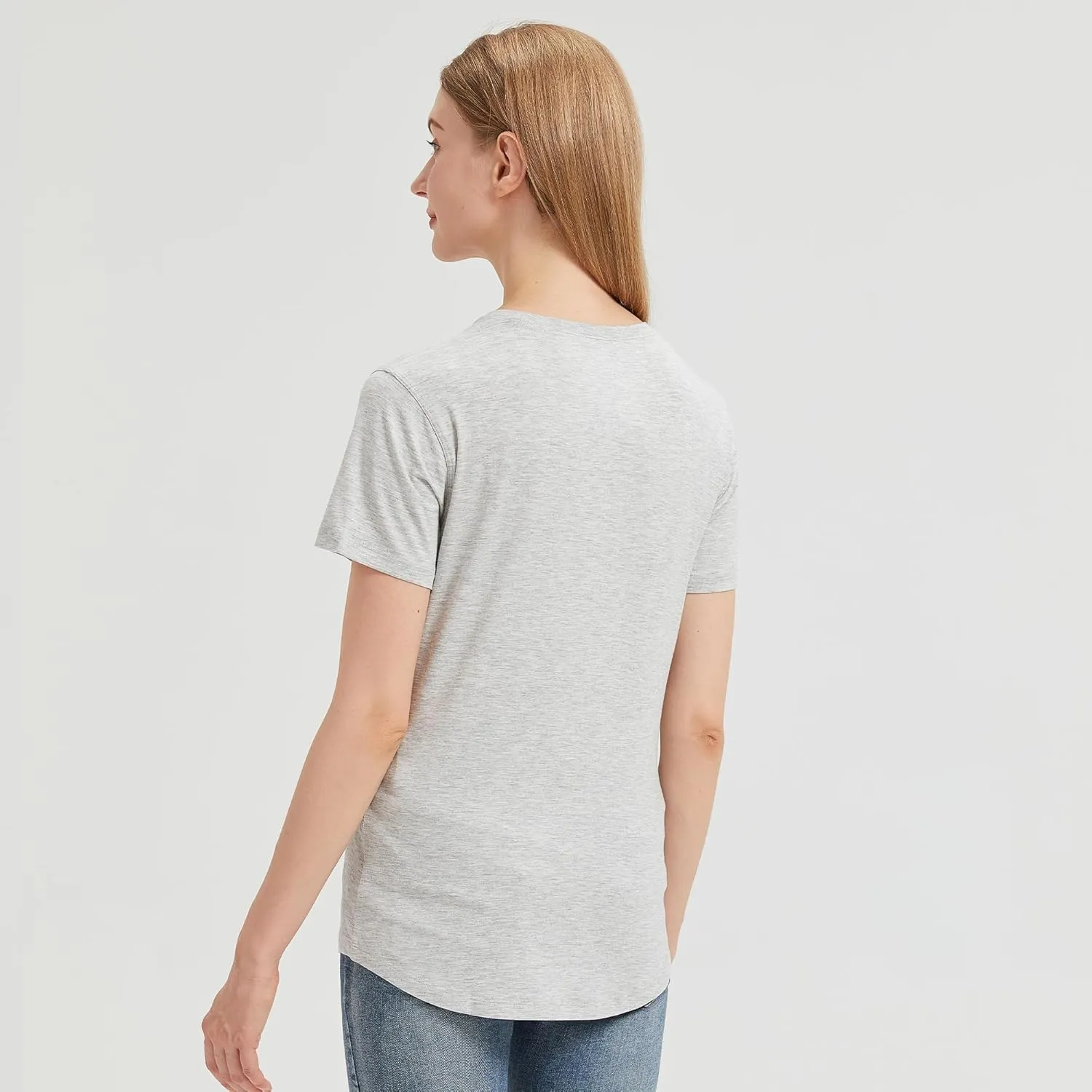 netdraw Women's Lightweight and Soft Bamboo Viscose T-Shirt Curved Hem Crew Neck Smooth Trendy Sleep Lounge Pajama Tops