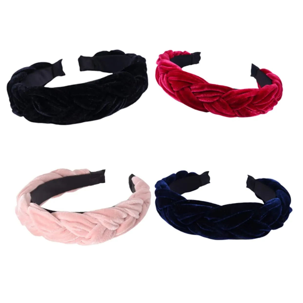 NOLITOY 4pcs Gold Velvet Headband Cross Hair Hoops for Women Braid Headwraps Flannelette Headband Elegant Headdress Hair Band Set