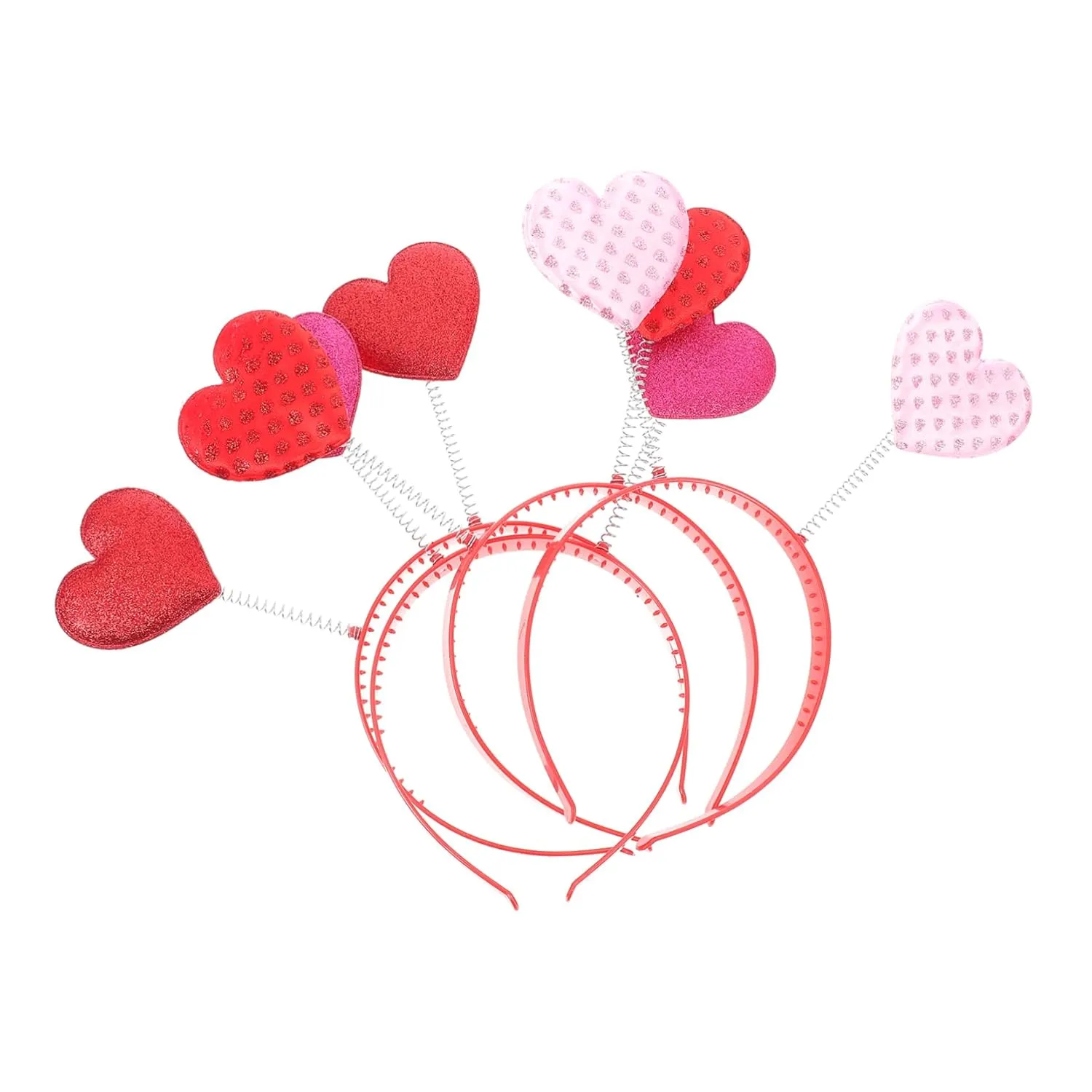 NOLITOY Valentine's Day Hair Band Set Love-shaped Glitter Hair Clips Accessory