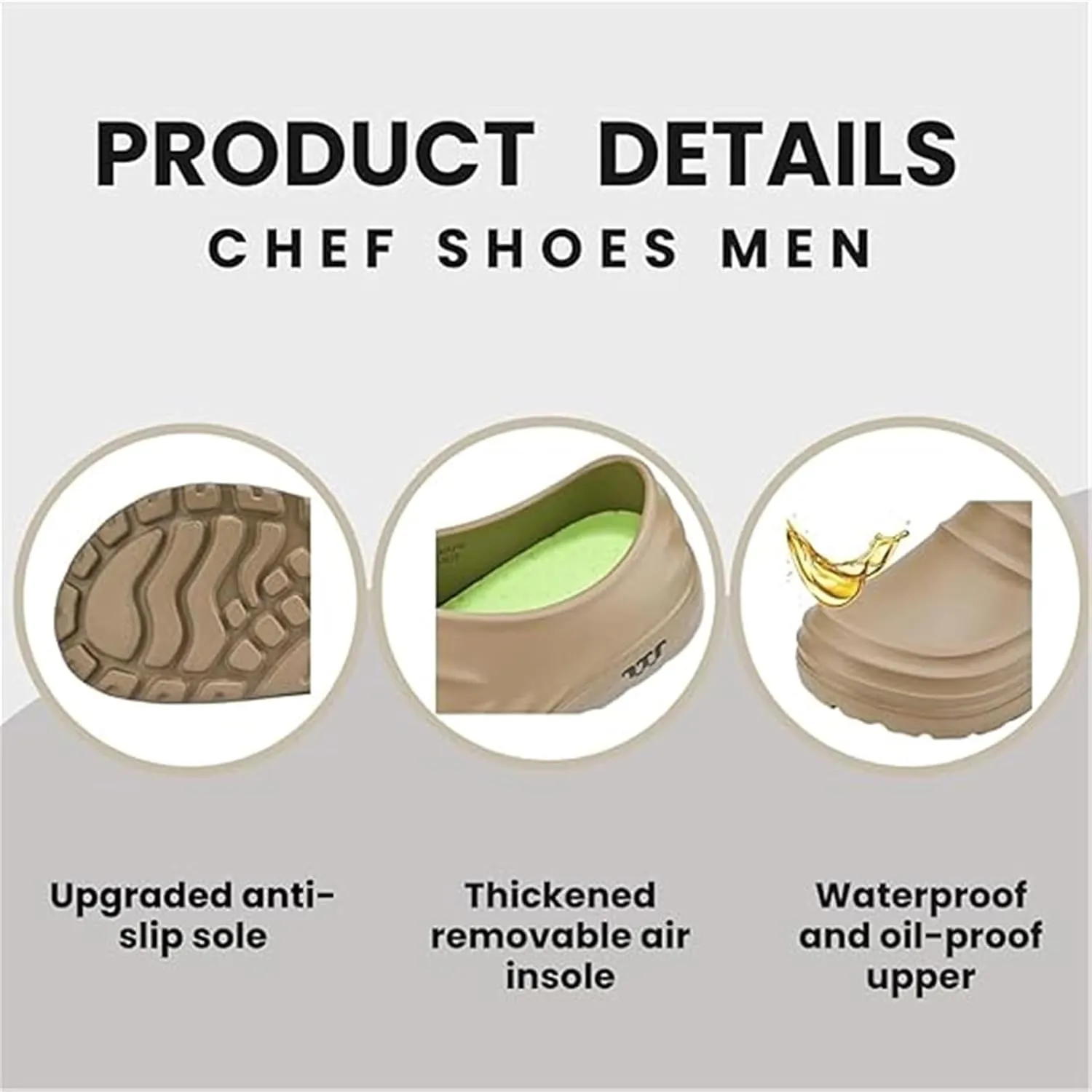 Non Slip Chef Clogs Shoes, Mens Slip Resistant Lightweight Waterproof Oil Resistant Wide Chef Shoes, Outdoor Service Walking Work Booties, for Garden, Indoor, Chef, Kitchen, Nurse, Outdoor