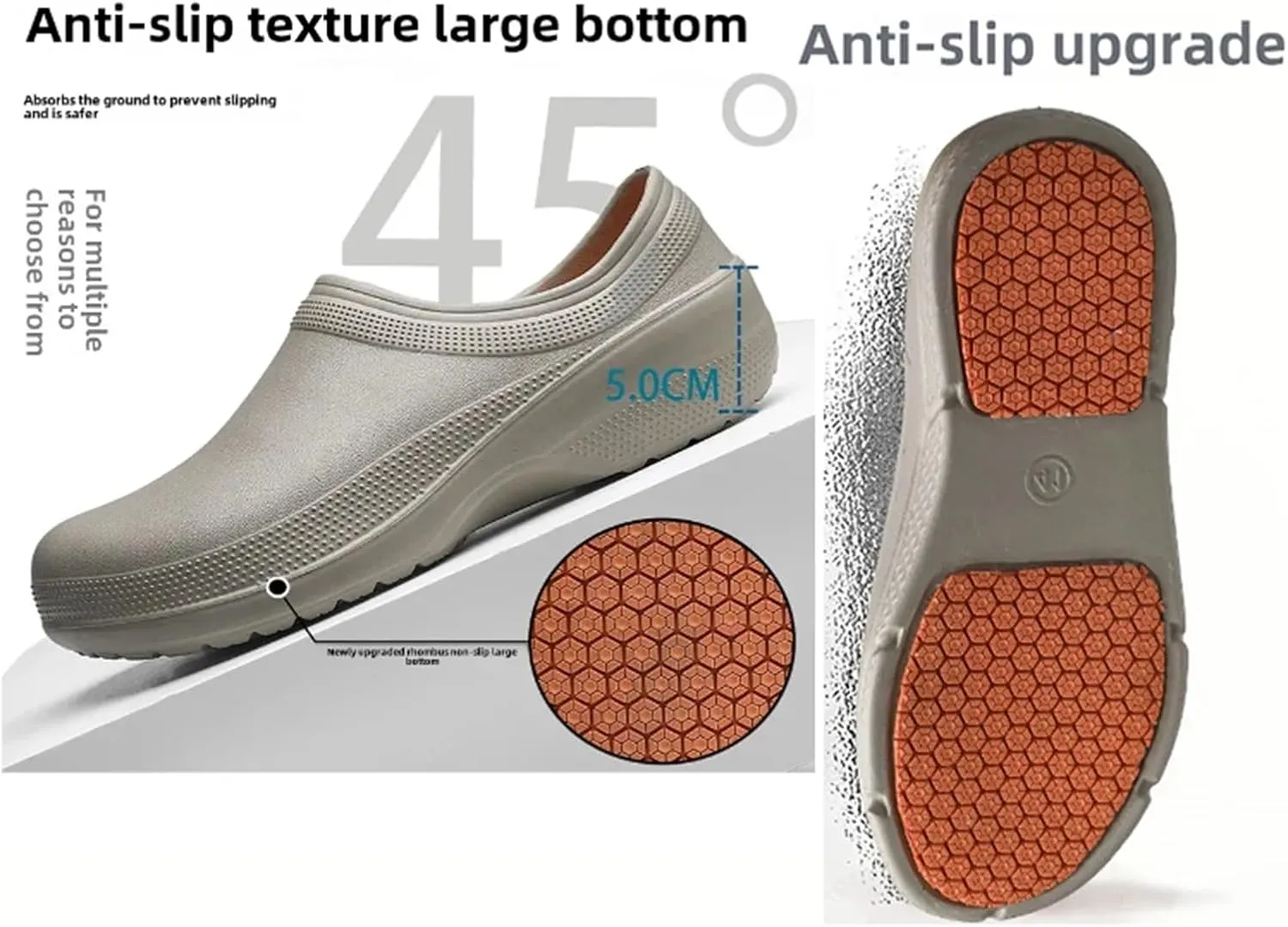 Non Slip EVA Waterproof Oil Resistant Kitchen Chef Work Shoes for Mens, Lightweight Arch Support Garden Hospital Restaurant Work Clog, for Kitchen, Restaurant, Garden, Hospita, Nurse