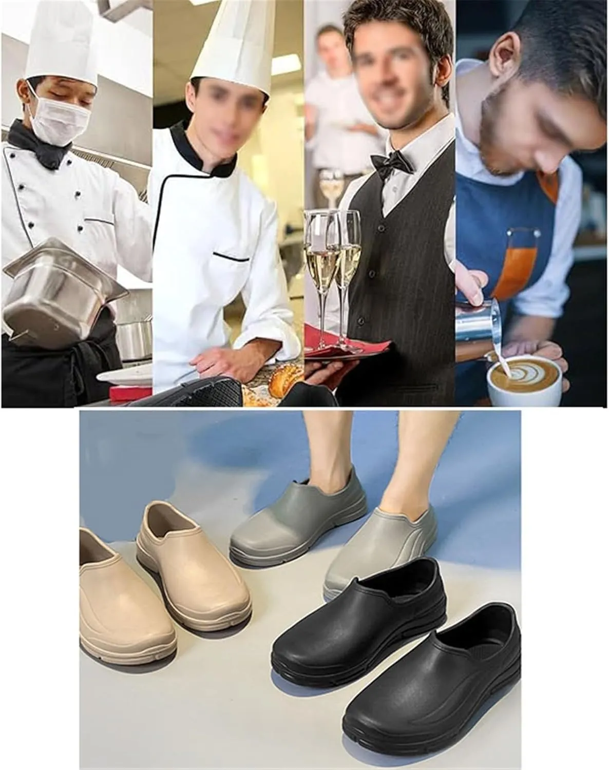 Non Slip EVA Waterproof Oil Resistant Kitchen Chef Work Shoes for Mens, Lightweight Arch Support Garden Hospital Restaurant Work Clog, for Kitchen, Restaurant, Garden, Hospita, Nurse