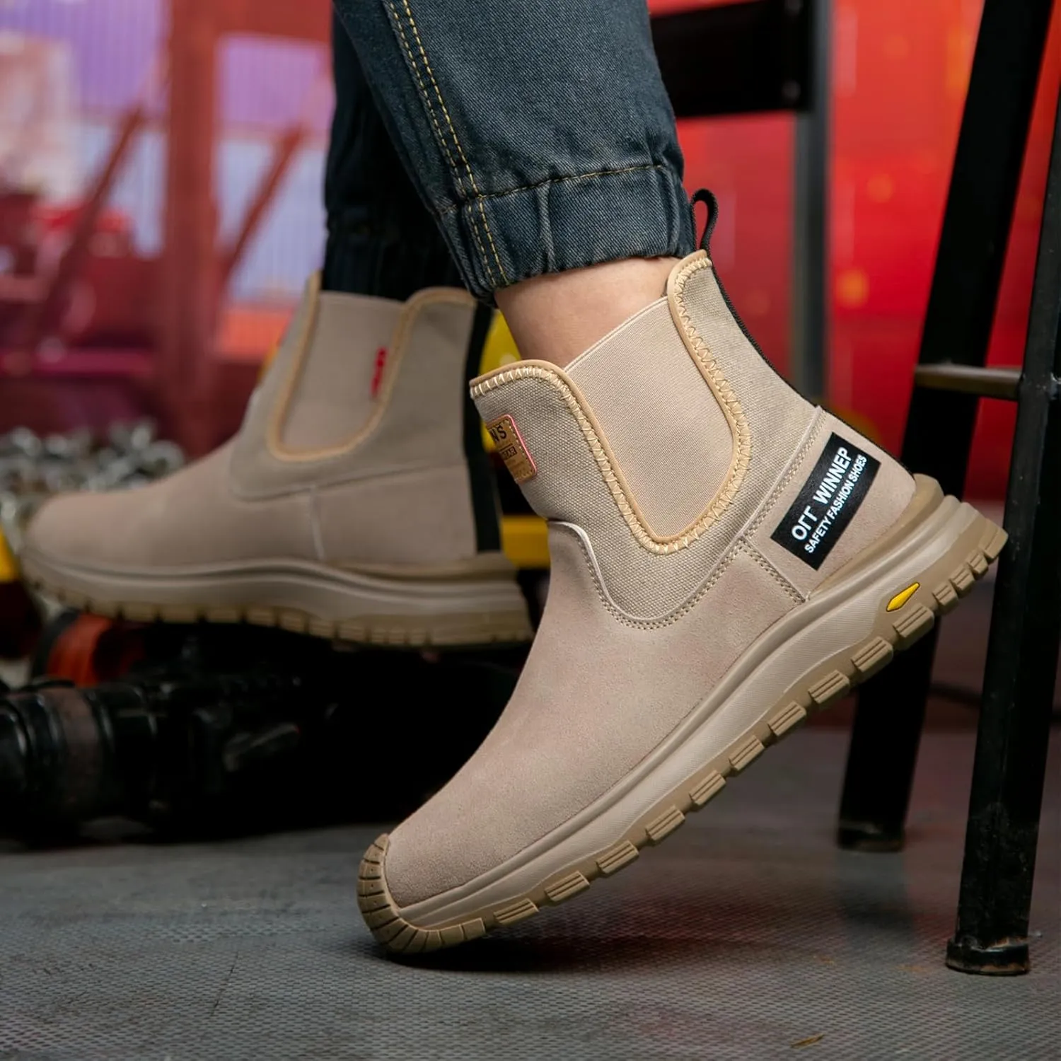 Nutropa Welding Work Boots for Men Composite Toe Safety Boots Non Slip Steel Toe Work Shoes Lightweight Construction Welder Boots
