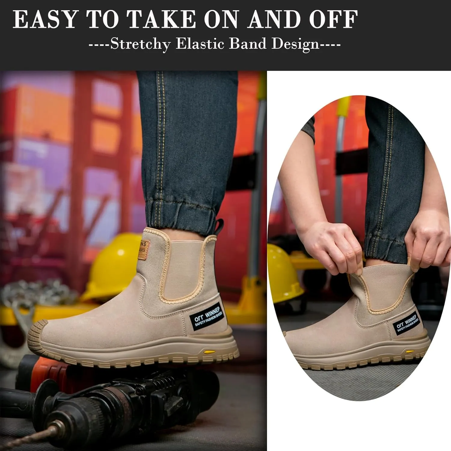 Nutropa Welding Work Boots for Men Composite Toe Safety Boots Non Slip Steel Toe Work Shoes Lightweight Construction Welder Boots