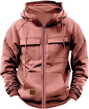 Ogiraw Tactical Hoodies for Men 2024 Quater-Zip Pullover Vintage Sweatshirt Casual Long Sleeve Cargo Hoodies with Pocket