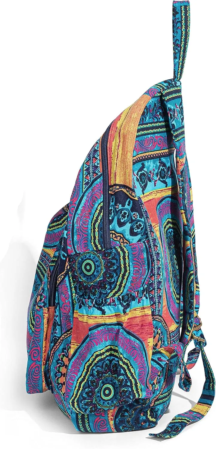 OPQRSTU Women Hippie Hand Bag Large Capacity Bohemian Bag Portable Tourist Fashion Backpacks (Green-Purple)