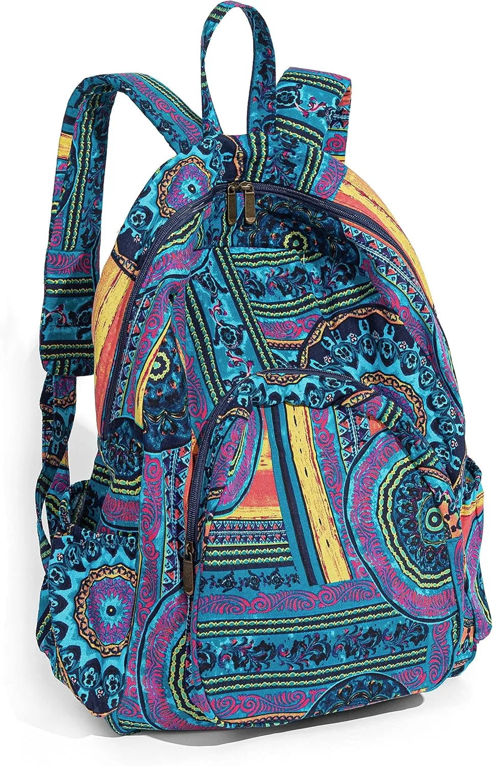 OPQRSTU Women Hippie Hand Bag Large Capacity Bohemian Bag Portable Tourist Fashion Backpacks (Green-Purple)