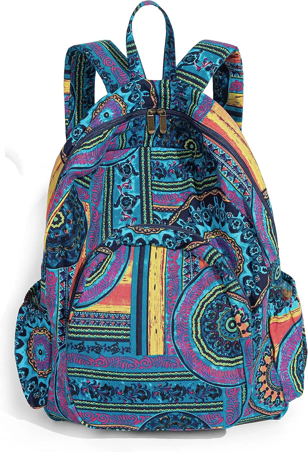 OPQRSTU Women Hippie Hand Bag Large Capacity Bohemian Bag Portable Tourist Fashion Backpacks (Green-Purple)