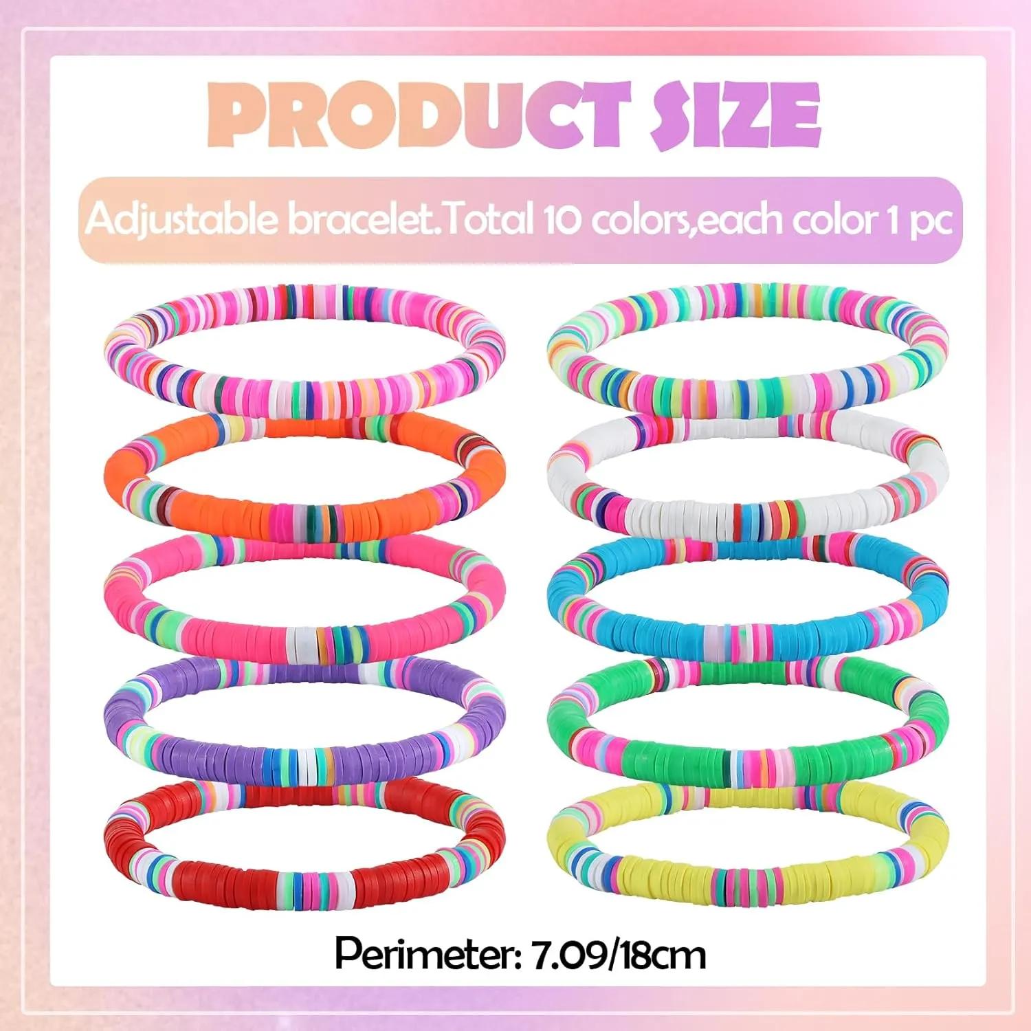 Ornaland 10/11/15 Pcs Friendship Bracelets Clay Bead Bracelets Heishi Bracelets Set Stackable Surfer Stretch Summer Beach Bracelets for Women