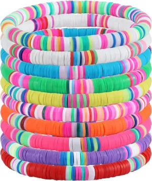 Ornaland 10/11/15 Pcs Friendship Bracelets Clay Bead Bracelets Heishi Bracelets Set Stackable Surfer Stretch Summer Beach Bracelets for Women