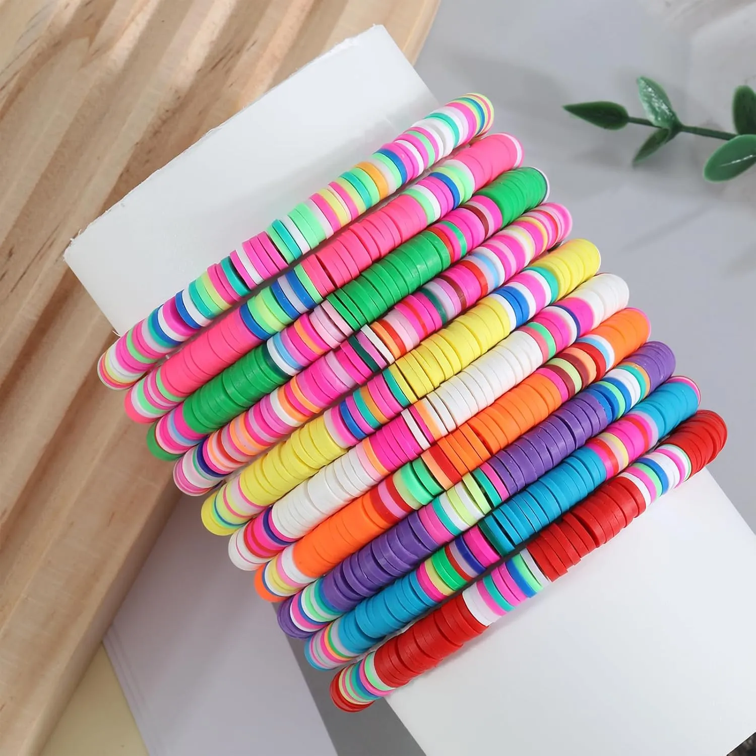Ornaland 10/11/15 Pcs Friendship Bracelets Clay Bead Bracelets Heishi Bracelets Set Stackable Surfer Stretch Summer Beach Bracelets for Women
