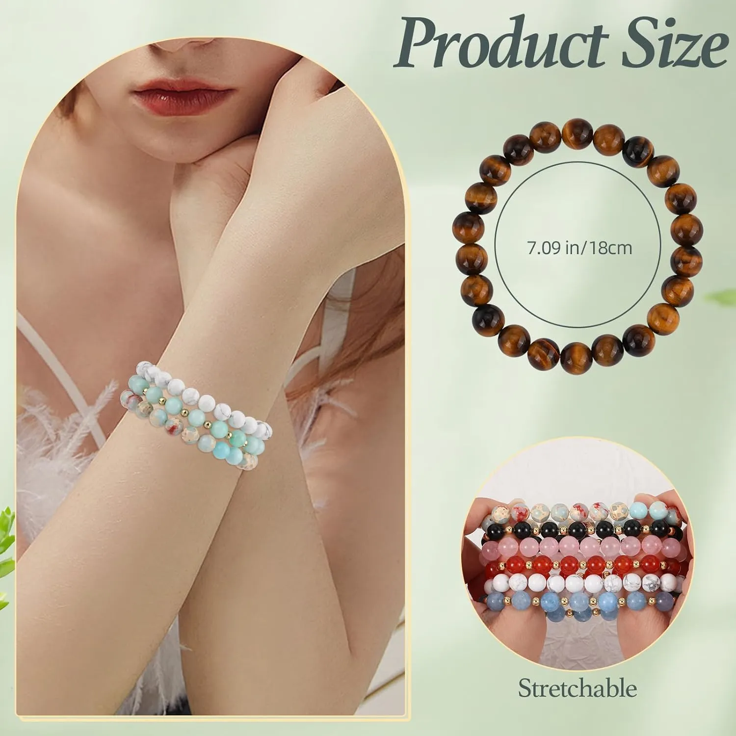 Ornaland 12/10 Pcs Beaded Bracelets Surfer Stretch Bracelets Set Colorful Natural Stone Bracelet Stackable Bracelets Elastic Bracelets Beach Bracelets Wrist Jewelry for Women Men