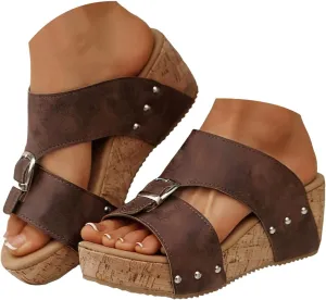 Orthopedic Platform Wedge Sandals for Women Summer Dressy 2025 Open Toe Wedge Sandals Women Casual Dressy Dressy Sandals Wide Width Walking Dress Shoes for Party Casual Beach Vacation