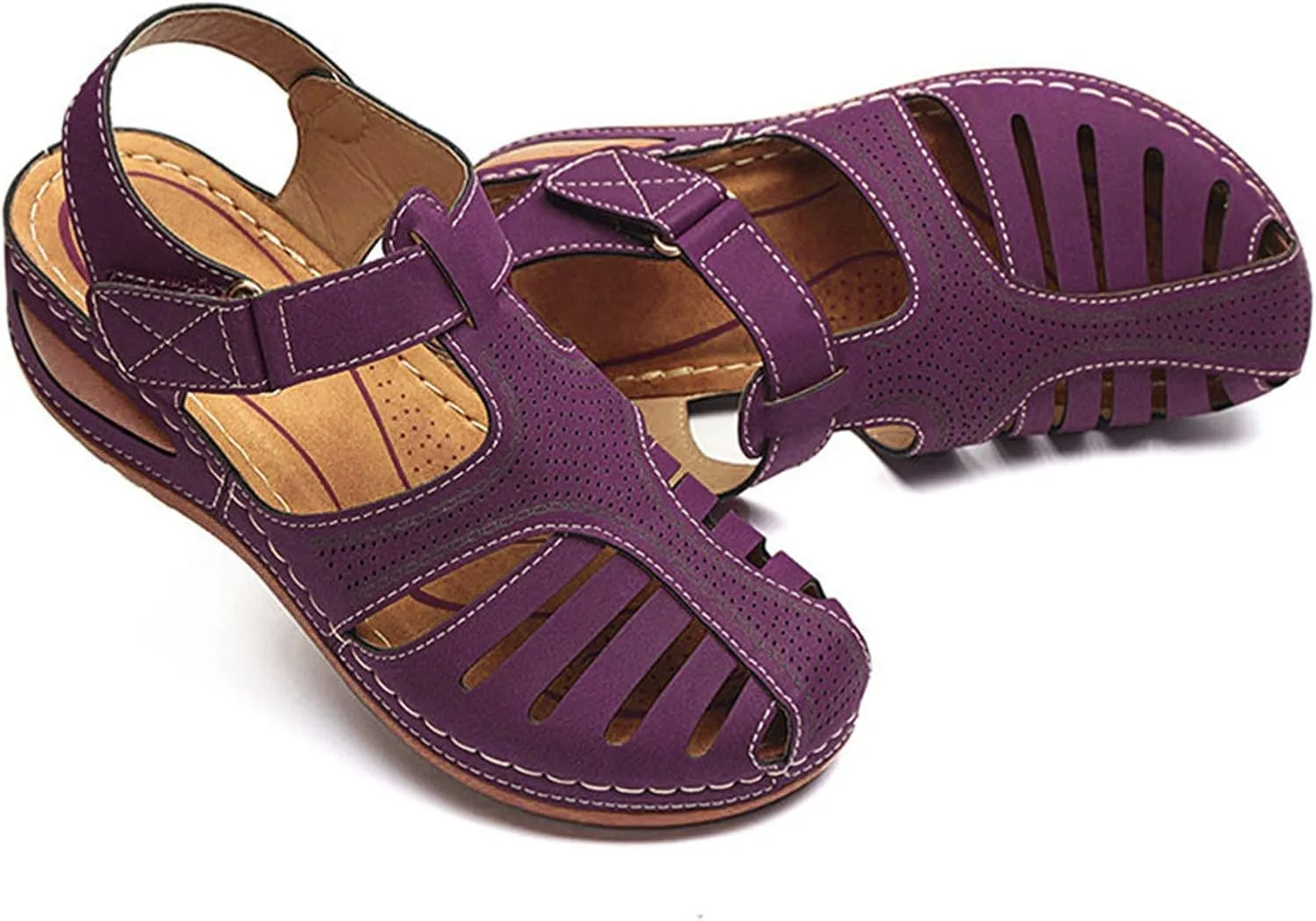 Orthopedic Sandals for Women Sandals Closed Toe Wedge Shoes Dressy Summer Beach Slides Walking Flip Flops for Women Ankle Strap Slip On Platform Sandals Comfortable Womens Orthopedic Sandal