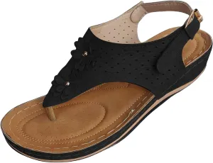 Orthopedic Sandals for Women Summer Dressy Comfortable Arch Support Wedge Slip Flip Flops Casual Flat Open Toe Platform Comfort Breathable Mesh Hollow Sports Non-Slip Beach Dress Shoes