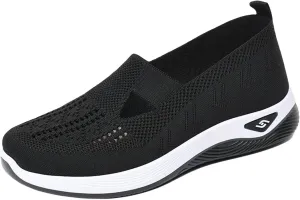 Orthopedic Shoes for Women Breathable Soft Walking Shoe Shoes Arch Support Slip On Sneakers Comfort Work Sneakers Woven Mesh Up Casual Running Going Out Flat Sneaker