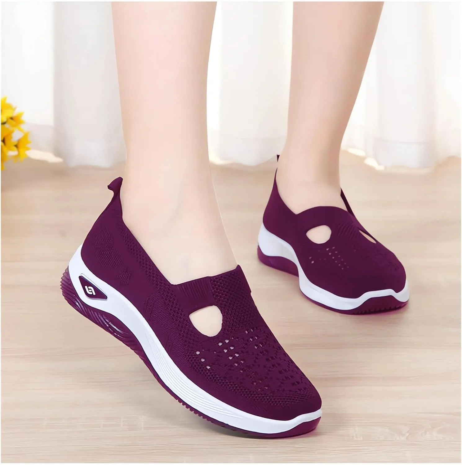 Orthopedic Shoes for Women Woven Breathable Shoes Slip on Diabetic Foam Shoe Walking Sport Sneakers with Arch Support