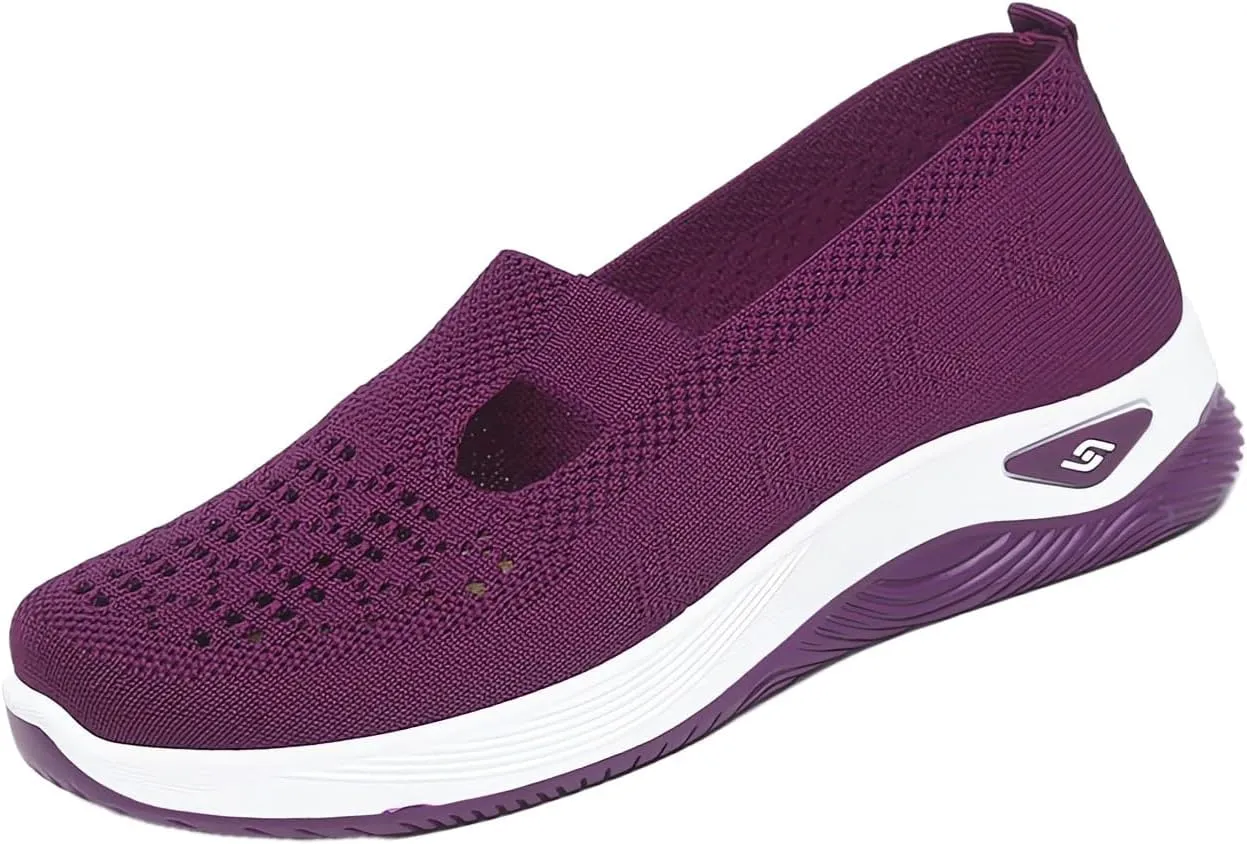 Orthopedic Shoes for Women Woven Breathable Shoes Slip on Diabetic Foam Shoe Walking Sport Sneakers with Arch Support