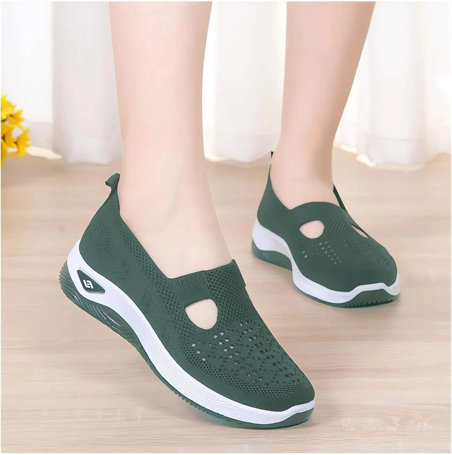 Orthopedic Shoes for Women Woven Breathable Shoes Slip on Diabetic Foam Shoe Walking Sport Sneakers with Arch Support