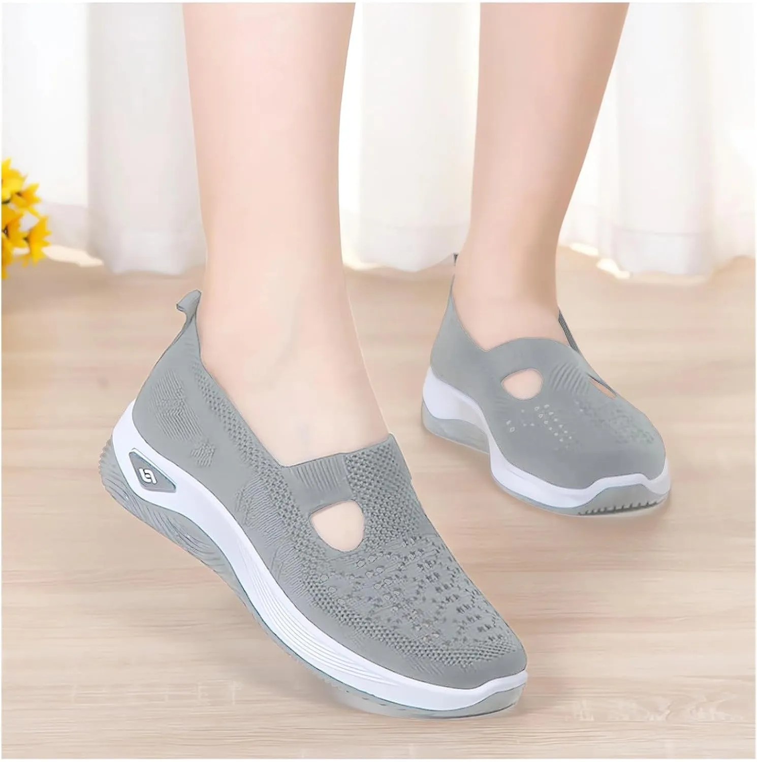 Orthopedic Shoes for Women Woven Breathable Shoes Slip on Diabetic Foam Shoe Walking Sport Sneakers with Arch Support