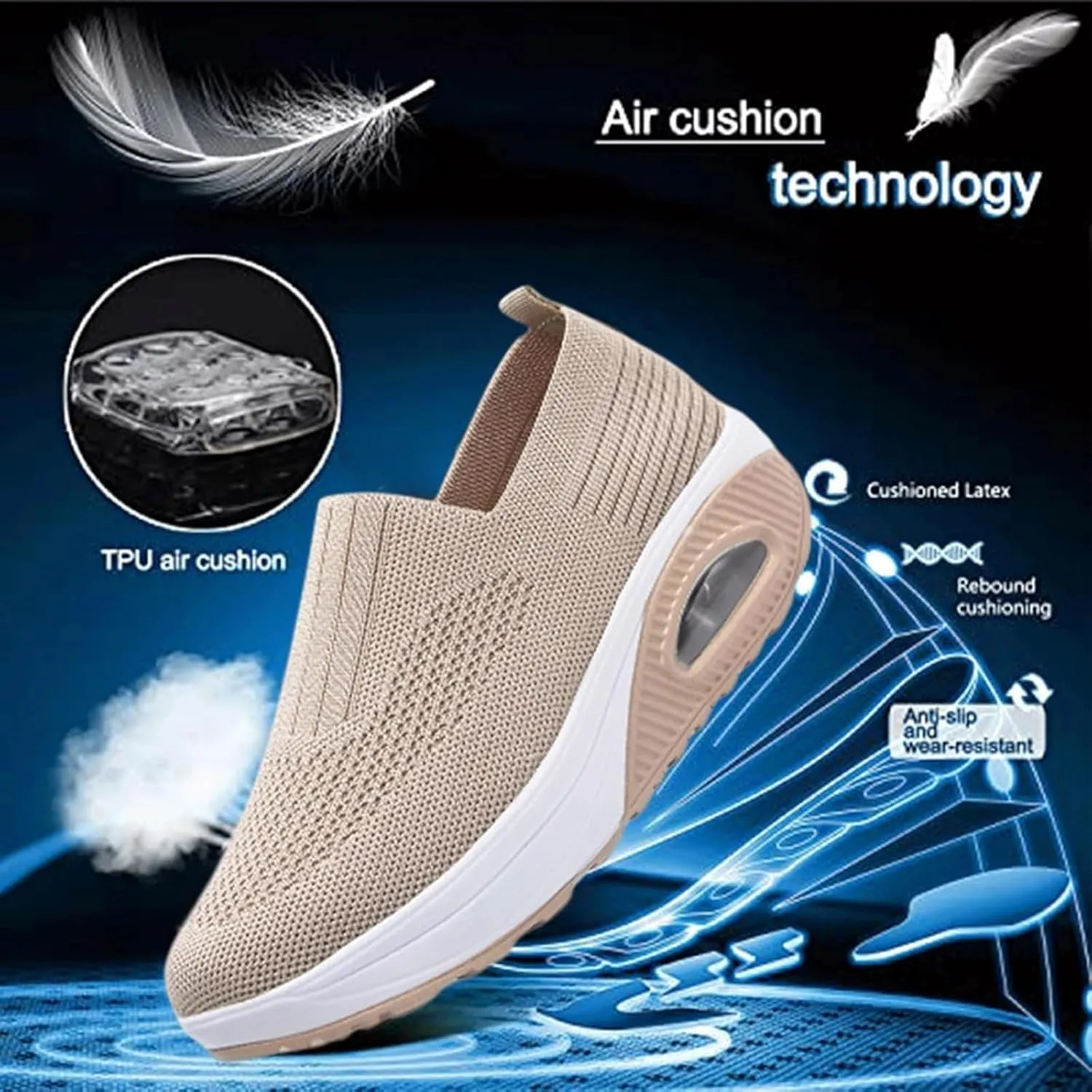 Orthopedic Sneakers for Women Walking Shoes Slip on Trainers Women's Comfortable Casual Breathable Shoe with Arch Support Sneaker