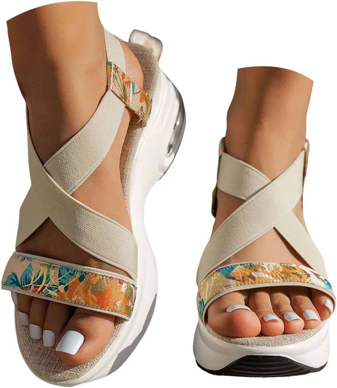 Orthopedic Wedge Sandals for Women 2025, Summer Dressy Platform Chunky Heel Sandals Cushioned Comfort Teal Sandals Wide Width Platform Bohemian Slide Comfortable Walking Shoes
