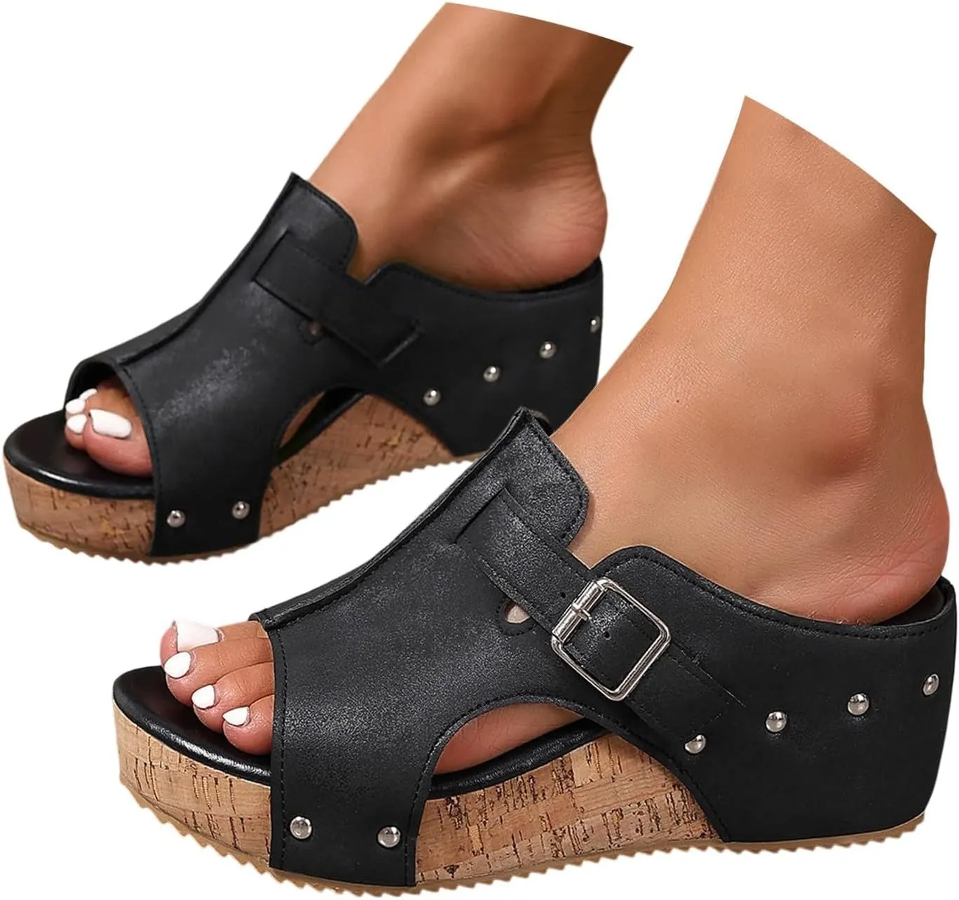 Orthopedic Wedge Sandals for Women Open Toe Slip On Sandals Boho Casual Shoes Ankle Strap Open Toe Espadrilles Comfortable Summer Vacation Shoes Lightweight Beach Sandal