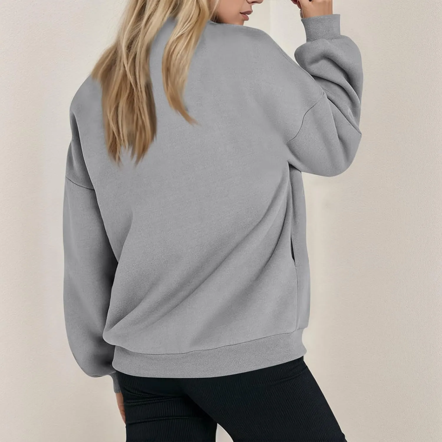 Oversized Zip Up Sweatshirt Women Bomber Fleece Zip Up Jacket Casual Athletic Workout Sweat Jackets with Pockets