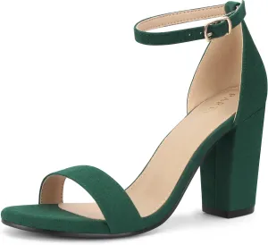 PARTY Women's Chunky Heels Open Toe Ankle Strap 3 inch Heeled Sandals