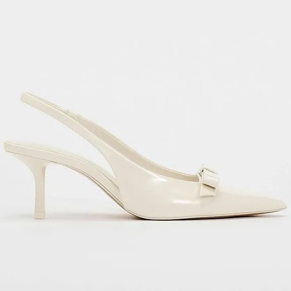 Patent Bow Slingback Kitten Heels for Women Closed Pointed Toe Dress Pumps Sexy Dressy Heeled Shoes Evening Party Prom Stiletto Heels Sandals