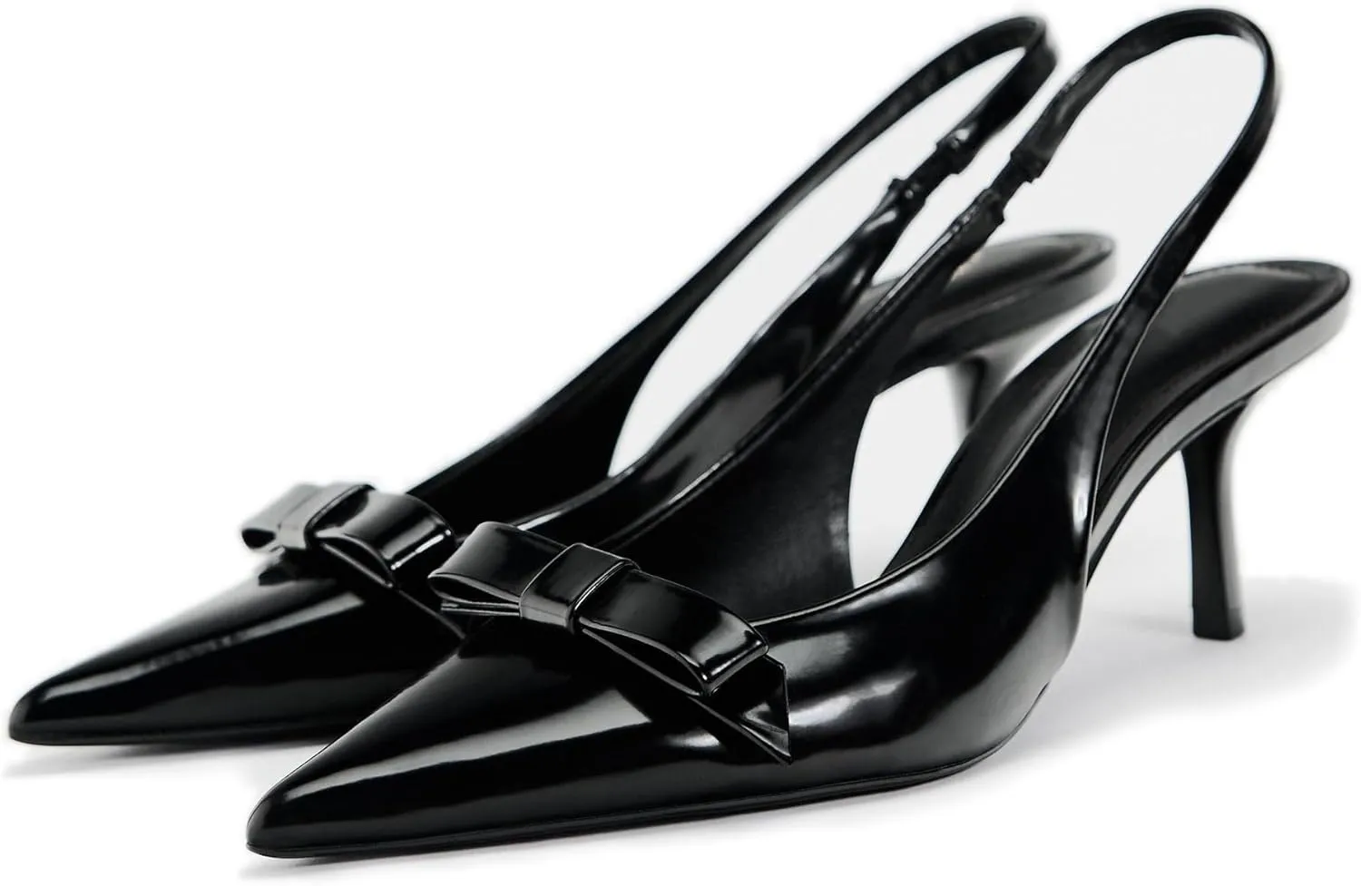 Patent Bow Slingback Kitten Heels for Women Closed Pointed Toe Dress Pumps Sexy Dressy Heeled Shoes Evening Party Prom Stiletto Heels Sandals