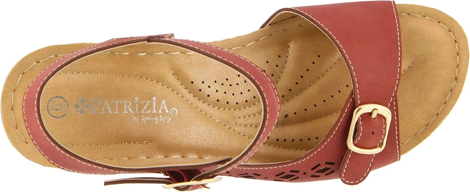 PATRIZIA Spring Step Shantay Wedge Sandals for Women - Ladies Sandals with ankle strap buckle closures - Womens Casuals Sandals for Outdoor