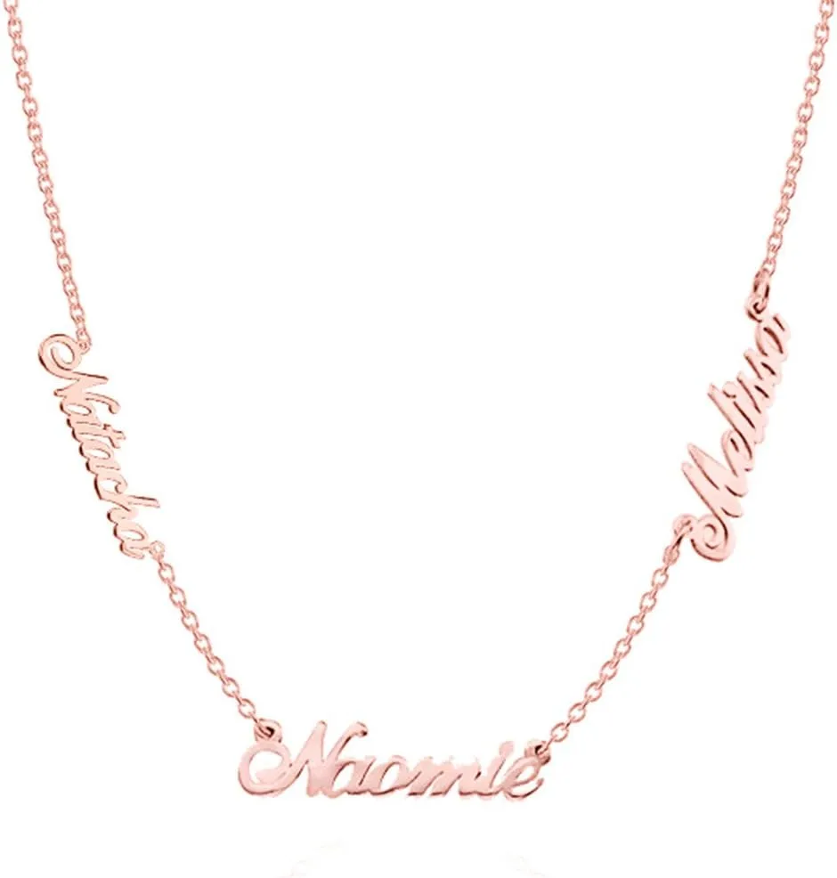 Personalized 925 Sterling Silver Multiple Name Necklace Pendants Custom Made with 3 Names