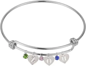 Personalized Mother Bracelets for Women with Birthstones Initial Bangle Bracelets for Women Custom Friendship Bracelets Grandma Bracelets with Name