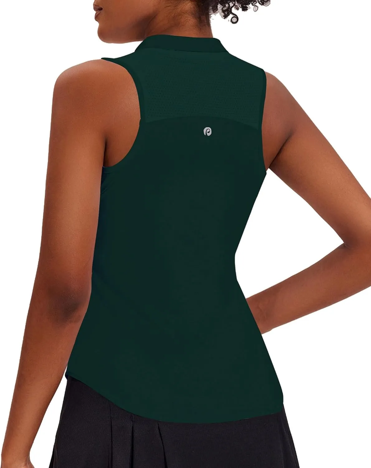 PINSPARK Women Golf Shirts Sleeveless UPF 50  Tennis Polo Shirts 1/4 Zip with Collar Racerback Tank Tops Pickleball Shirts