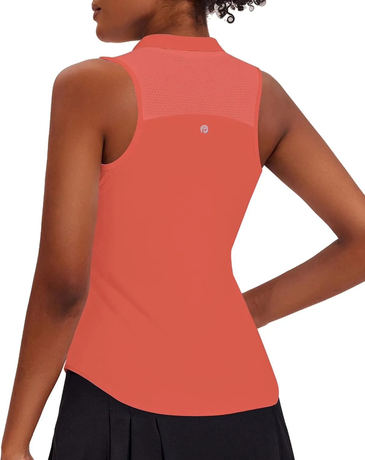 PINSPARK Women Golf Shirts Sleeveless UPF 50  Tennis Polo Shirts 1/4 Zip with Collar Racerback Tank Tops Pickleball Shirts