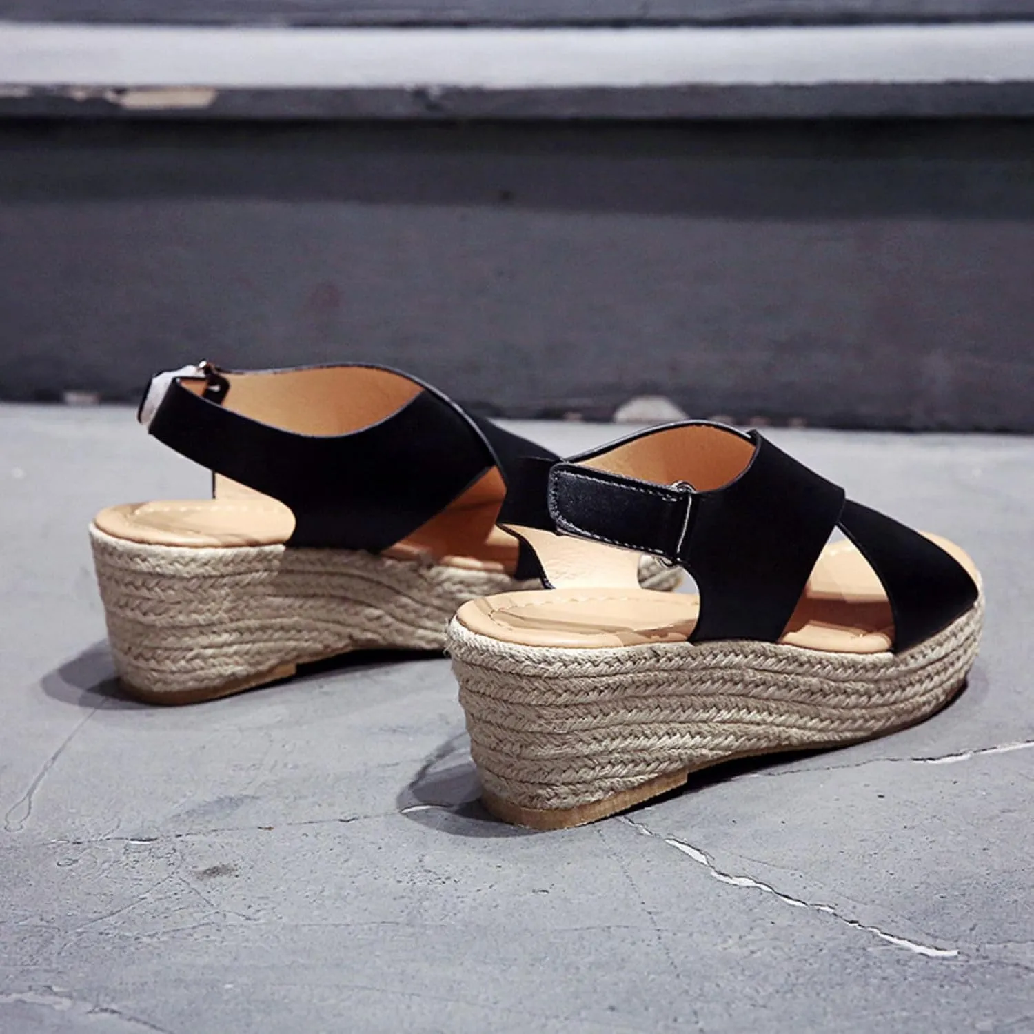 Platform Sandals Women Comfortable High Heel Sandals Casual Wedge Shoes Dressy Open Toe Ankle Strap Roman Sandal Espadrille Wedges Hawaiian Vacation Beach Shoes Breathable Walking Slippers 2025 Trendy