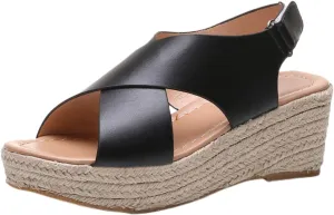 Platform Sandals Women Comfortable High Heel Sandals Casual Wedge Shoes Dressy Open Toe Ankle Strap Roman Sandal Espadrille Wedges Hawaiian Vacation Beach Shoes Breathable Walking Slippers 2025 Trendy
