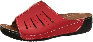 Platform Sandals Women Orthotic Slippers for Plantar Fasciitis Open Toe Slip On House Shoes Retro Soft Comfort Wear Orthowear Shoes Hollow Out Lightweight Sandals Summer Dress Shoe for Beach Vacation
