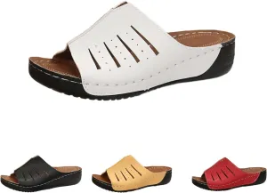 Platform Sandals Women Orthotic Slippers for Plantar Fasciitis Open Toe Slip On House Shoes Retro Soft Comfort Wear Orthowear Shoes Hollow Out Lightweight Sandals Summer Dress Shoe for Beach Vacation