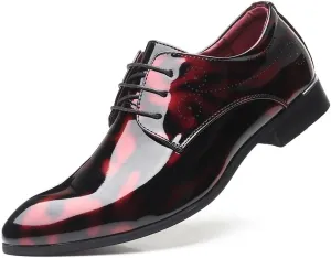 Pointed Men's Dress Shoes Creative Trendy Large Size Business Men's Shoes(Red,48)